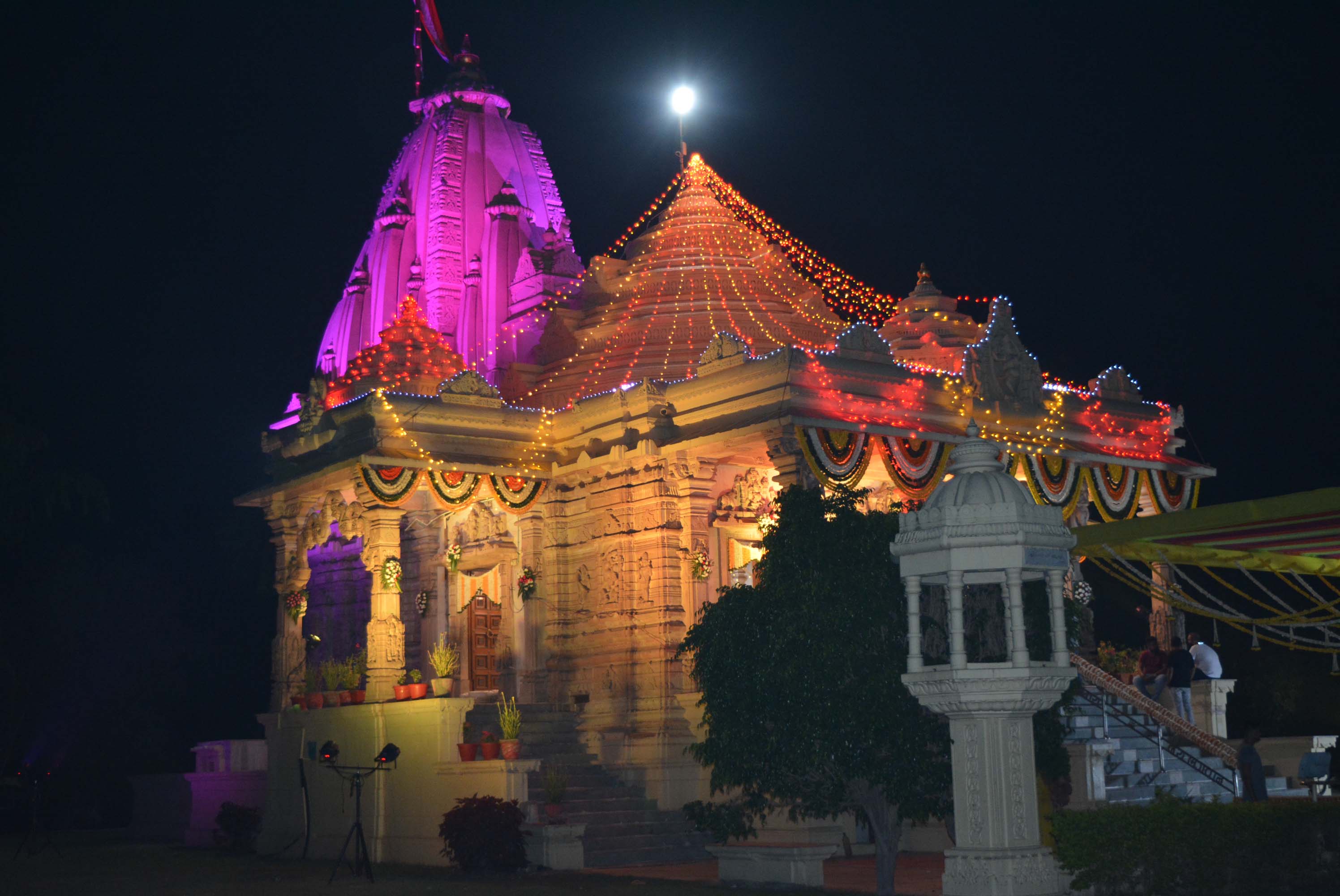 Temple at Night Side View